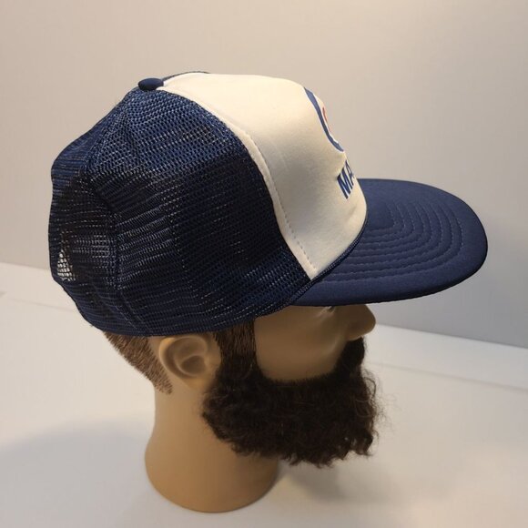 Vintage 90s Trucker Hat Esso Marine Screen Printed Foam/ Mesh Adjustable Hat - Picture 5 of 8